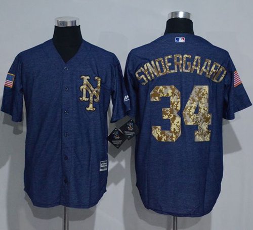 Mets #34 Noah Syndergaard Denim Blue Salute to Service Stitched MLB Jersey - Click Image to Close